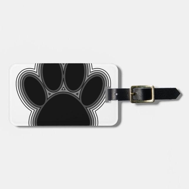 Étiquette À Bagage Chien Paw Avec Plan (Devant horizontal)
