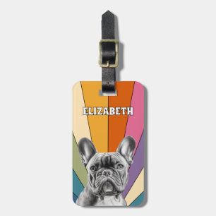 Étiquette À Bagage Chien-taureau français Retro Cute