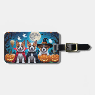Étiquette À Bagage Chiens Akita Citrouille Halloween Drôle