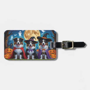 Étiquette À Bagage Chiens bergers australiens Citrouille Halloween dr