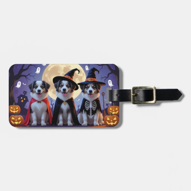 Étiquette À Bagage Chiens de berger anatoliens Citrouille Halloween d (Devant horizontal)