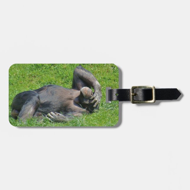 Étiquette À Bagage Chimpanzé de détente - étiquette de bagage (Devant horizontal)