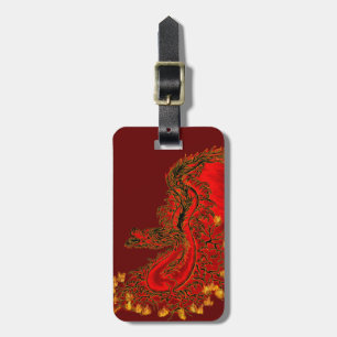 Étiquette À Bagage Chine Dragon rouge et or design