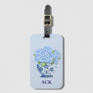 Étiquette À Bagage Chinoiserie Nantucket Blue Hydrangeas Luggage Tag