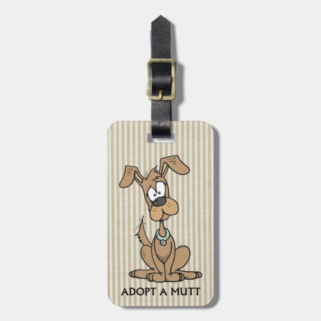 Étiquette À Bagage chiot brun/adopter un mouton (Devant Vertical)