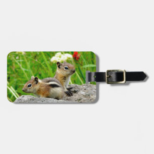 Étiquette À Bagage Chipmunks et fleur sauvage