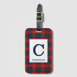 Étiquette À Bagage Chisholm Tartan Motif rouge et bleu