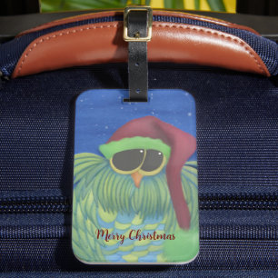 Étiquette À Bagage Chouette adorable avec chapeau de Santa
