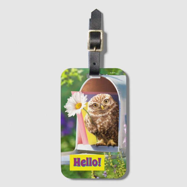 Étiquette À Bagage Chouette avec fleurs dans la boîte aux lettres (Devant Vertical)