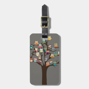 Étiquette À Bagage Chouette Cute Sur L'Arbre ARRIÈRE - PLAN