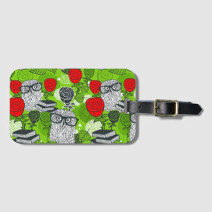 Étiquette À Bagage Chouette en roses rouges