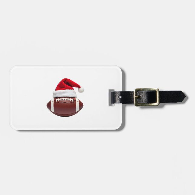 Étiquette À Bagage Christmas American Football Ball Santa Hat (1) (Devant horizontal)