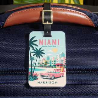 Étiquette À Bagage Ciel coloré personnalisé de Miami Floride Plage Fê