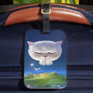 Étiquette À Bagage Ciel nocturne avec chat