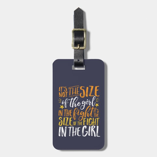 Étiquette À Bagage Citation Inspirationnelle Taille du combat dans la (Devant Vertical)