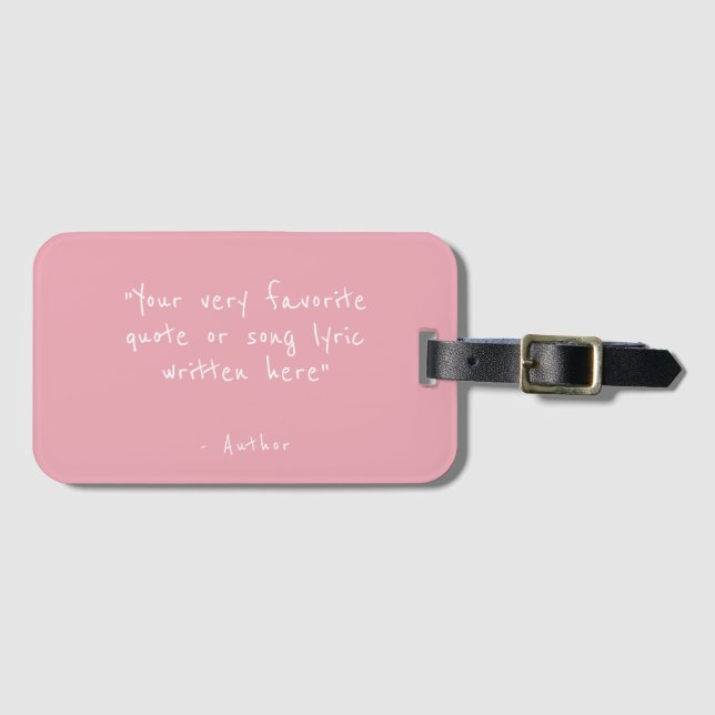 Étiquette À Bagage Citation personnalisée - créez votre propre rose (Devant Horizontal)