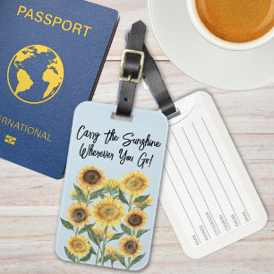 Étiquette À Bagage Citation personnalisée de fleurs de tournesol