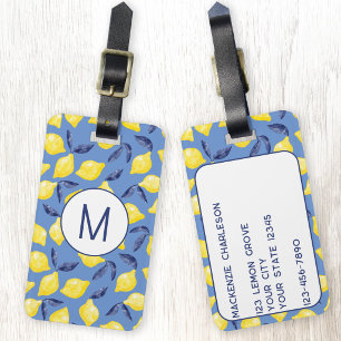 Étiquette À Bagage Citron Citrus Méditerranée Monogramme