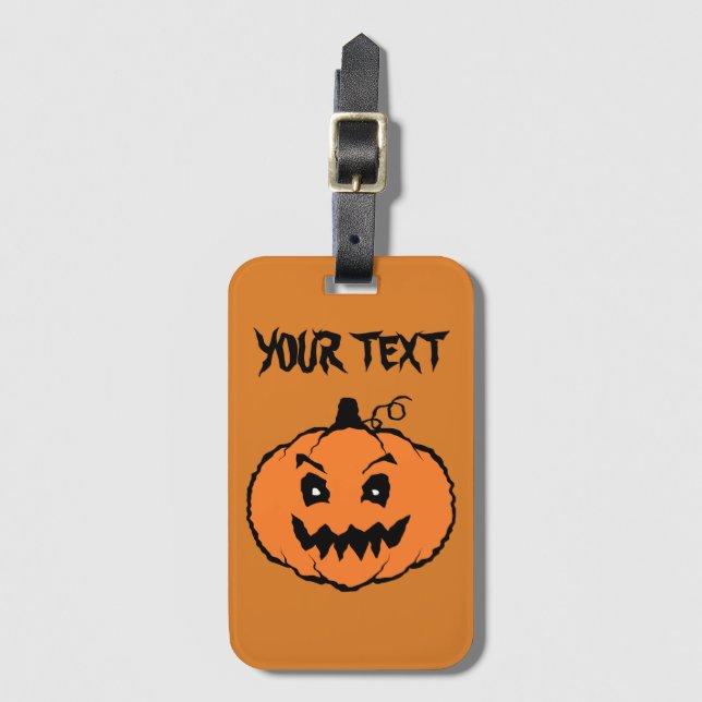 Étiquette À Bagage Citrouille d'horreur d'Halloween (Devant Vertical)