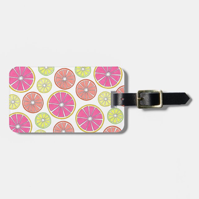 Étiquette À Bagage Citrus Fruit Citron Lime Orange Grappe Imprimer (Devant horizontal)