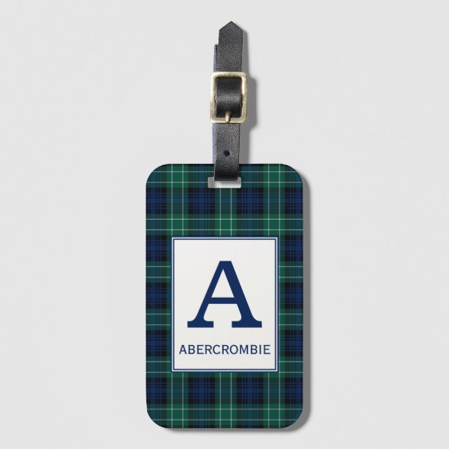 Étiquette À Bagage Clan Abercrombie Tartan Monogrammé (Devant Vertical)