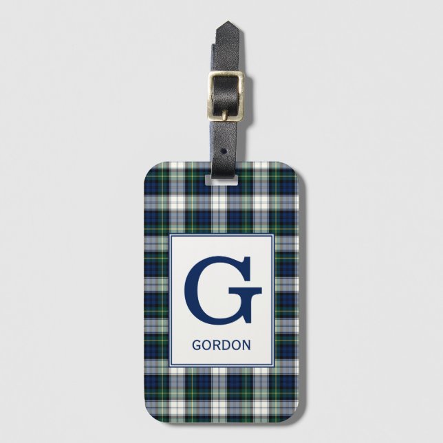 Étiquette À Bagage Clan Gordon habit Tartan Monogrammé (Devant Vertical)