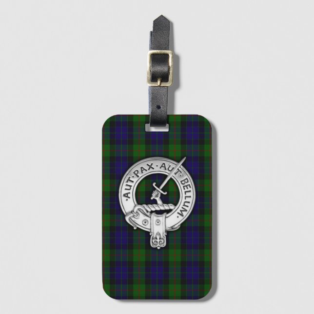 Étiquette À Bagage Clan Gunn Crest & Tartan (Devant Vertical)