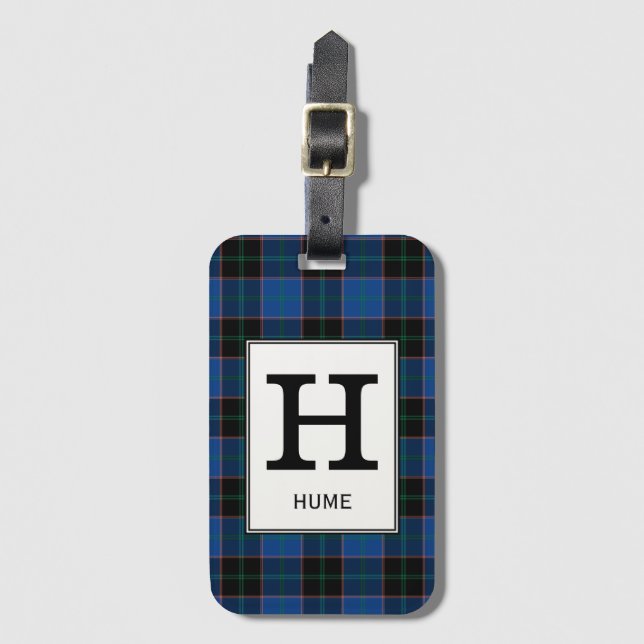 Étiquette À Bagage Clan Hume Tartan Monogrammé (Devant Vertical)
