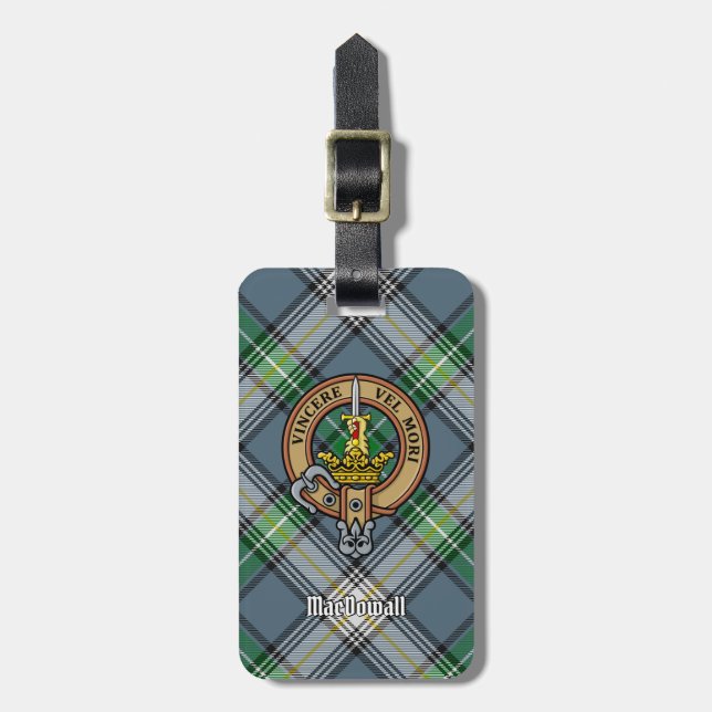 Étiquette À Bagage Clan MacDowall Crest sur Tartan (Devant Vertical)