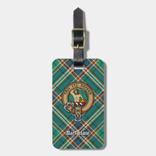 Étiquette À Bagage Clan MacFarlane Crest sur Tartan de chasse antique