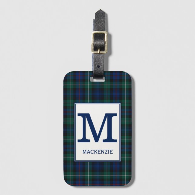 Étiquette À Bagage Clan Mackenzie Tartan Monogrammé (Devant Vertical)