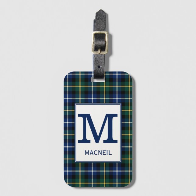 Étiquette À Bagage Clan MacNeil Tartan Monogrammed (Devant Vertical)