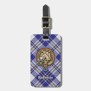 Étiquette À Bagage Clan MacPherson Crest sur la robe bleue Tartan