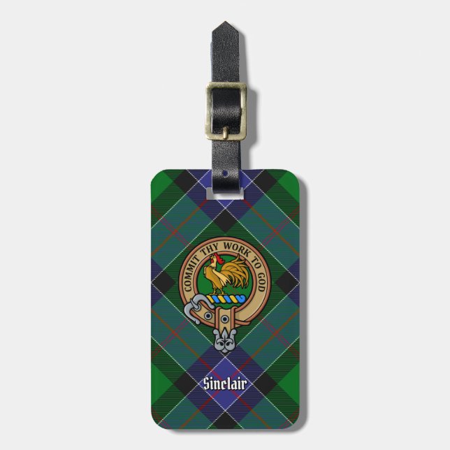 Étiquette À Bagage Clan Sinclair Crest sur la chasse Tartan (Devant Vertical)
