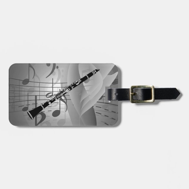 Étiquette À Bagage Clarinet aux accents musicaux (Devant horizontal)