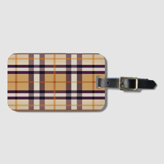 Étiquette À Bagage Classic tendance Plaid violet et beige (Devant Horizontal)