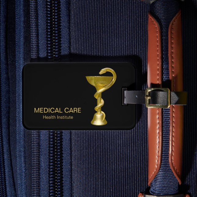 Étiquette À Bagage Classique Médicale Bowl Hygieia Gold Snake Caduceu (Insitu Rectoal 4)