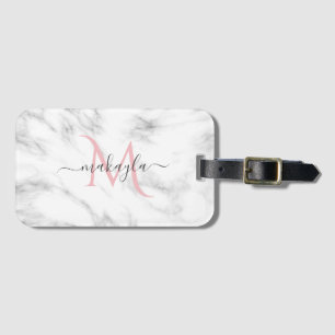Étiquette À Bagage Classy Girly Marble de luxe Design Nom Monogramme