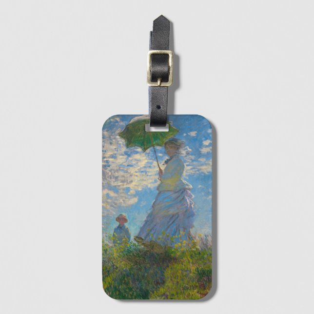 Étiquette À Bagage Claude Monet Femme avec un parasol (Devant Vertical)