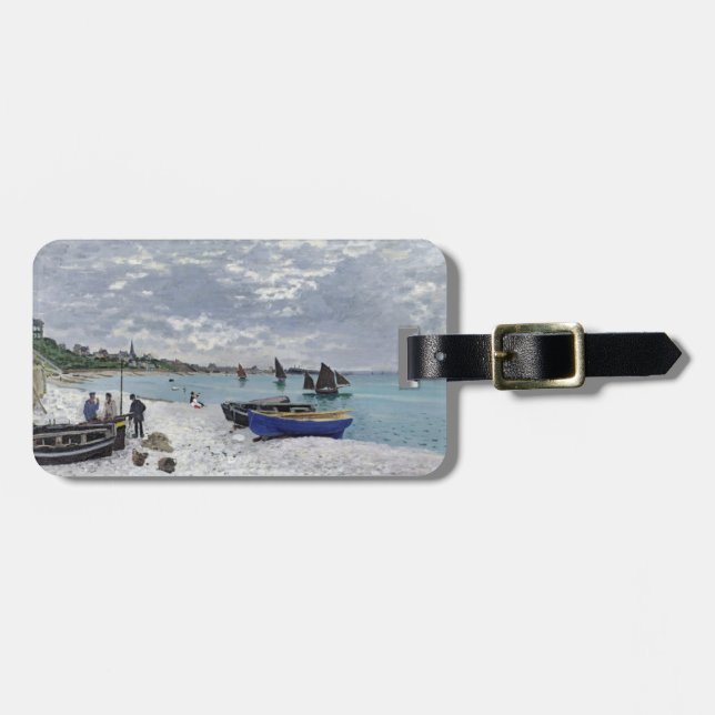Étiquette À Bagage Claude Monet | la plage chez Sainte-Adresse (Devant horizontal)