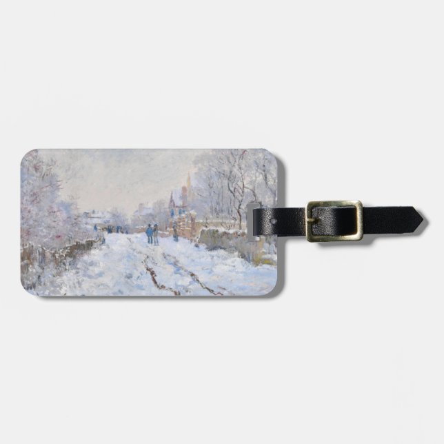 Étiquette À Bagage Claude Monet - Scène de neige à Argenteuil Hanging (Devant horizontal)