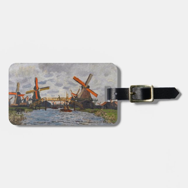 Étiquette À Bagage Claude Monet - Windmills près de Zaandam (Devant horizontal)