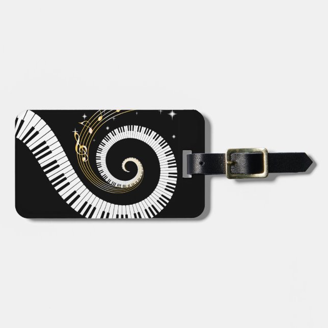 Étiquette À Bagage Clés de piano et notes personnalisées de musique (Devant horizontal)