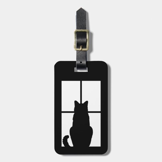 Étiquette À Bagage Clic de chat noir pour customiser l'option de (Devant Vertical)