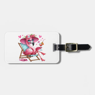 Étiquette À Bagage Clipart de Flamant rose mignonne