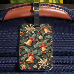 Étiquette À Bagage Cloches de fête, motif décoratif de Noël,