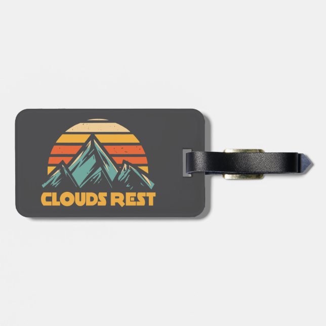 Étiquette À Bagage Clouds Rest Mountain Yosemite Retro Turquoise (Dos horizontal)