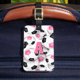 Étiquette À Bagage club de football rose noir couleurs monogrammed