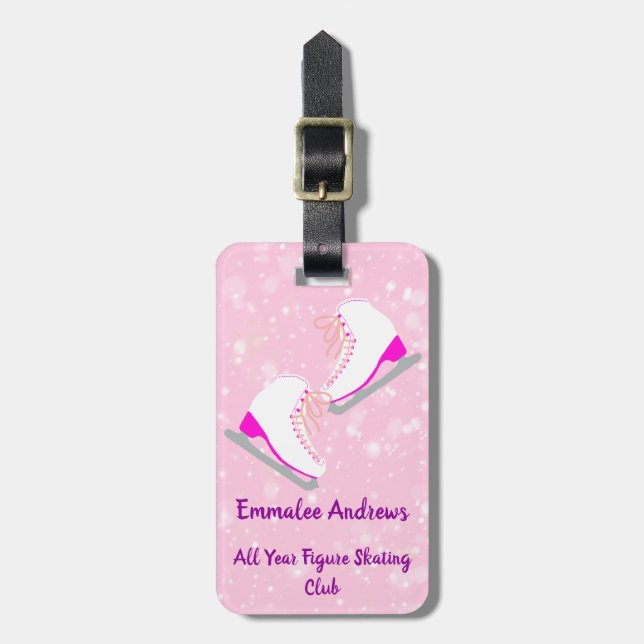 Étiquette À Bagage Club de patinage sur glace/Adresse personnalisée (Devant Vertical)