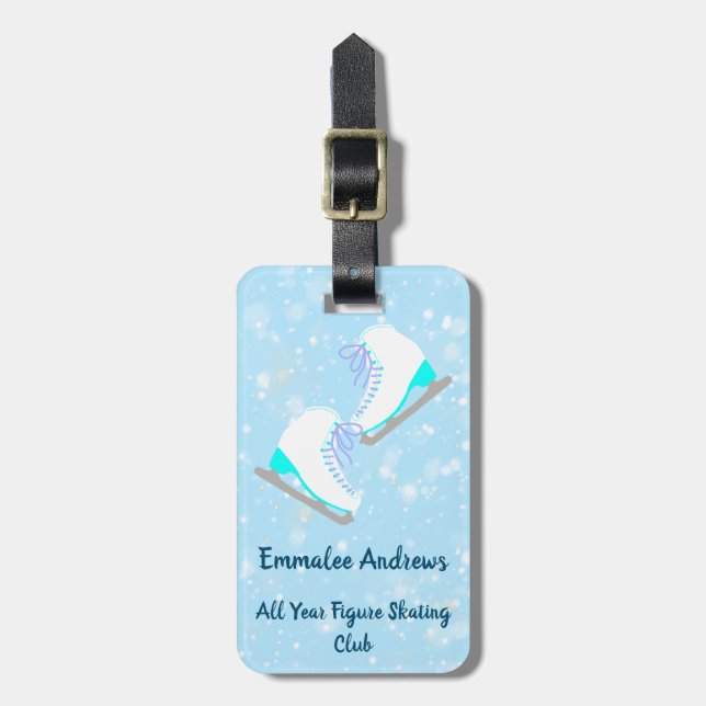 Étiquette À Bagage Club de patinage sur glace personnalisé/Adresse (Devant Vertical)